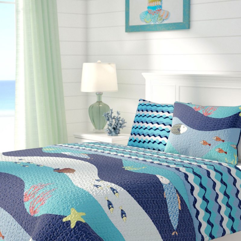 Best Printed Bedding Ideas-New Haven Cotton Reversible Quilt Set by Beachcrest Home