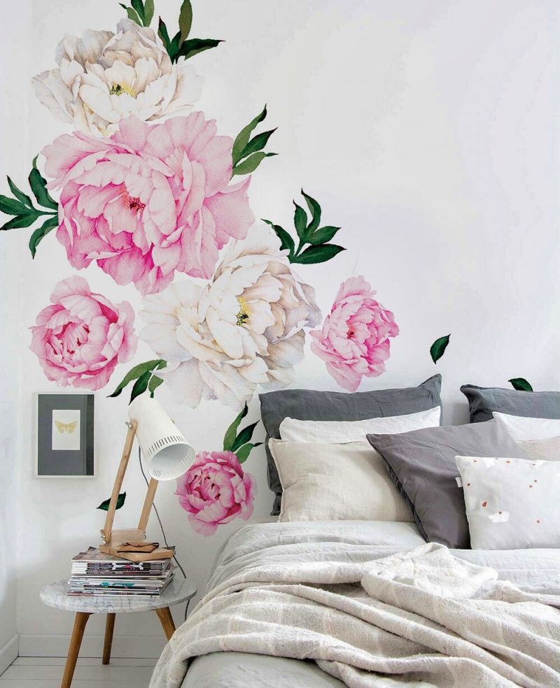 Best Wall Art Decal Ideas-Peony Flowers Wall Decal by Simple Shapes